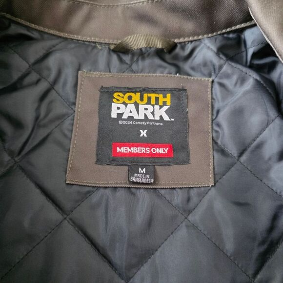 Members Only X South Park Limited Edition Jacket Dark Green Full Zip Collared M - Picture 8 of 10
